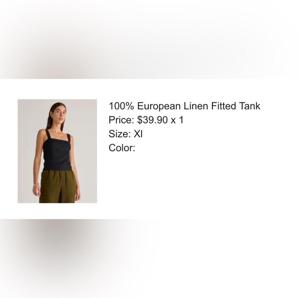 100% European Linen Fitted Tank XL